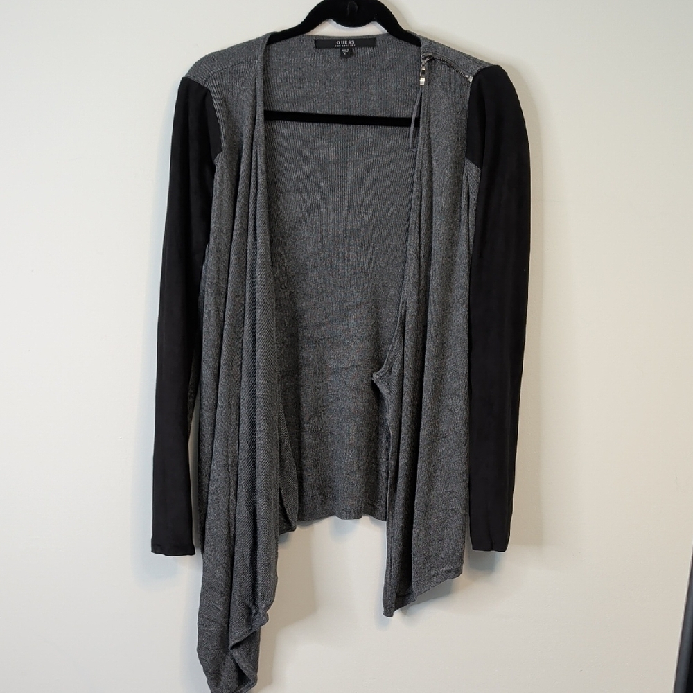 Guess Los Angeles Asymmetrical Long Gray Cardigan XS